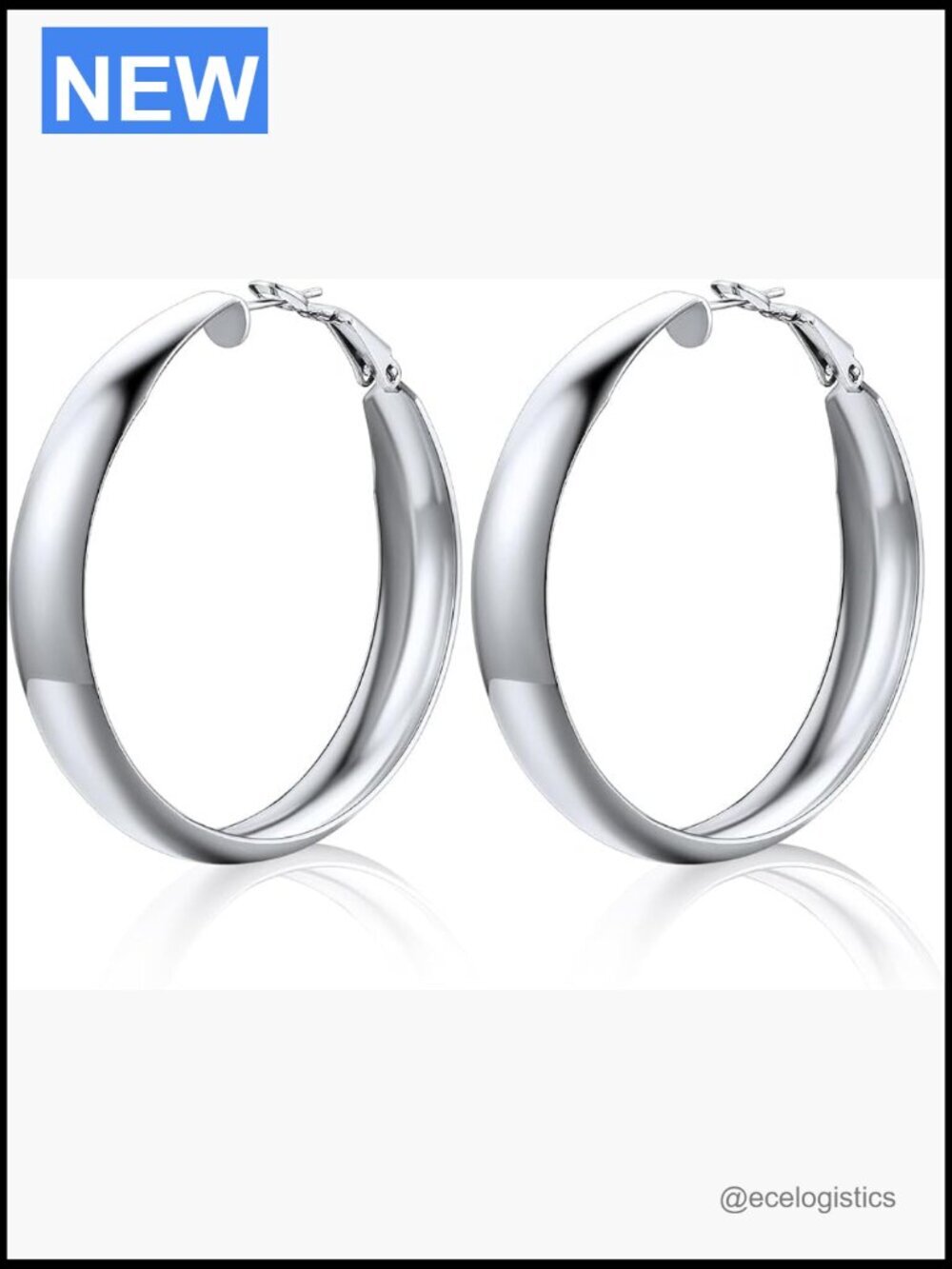 Chunky Hoop Earrings, Stainless Steel Huggies, Hypoallergenic, 40mm, Gift Box